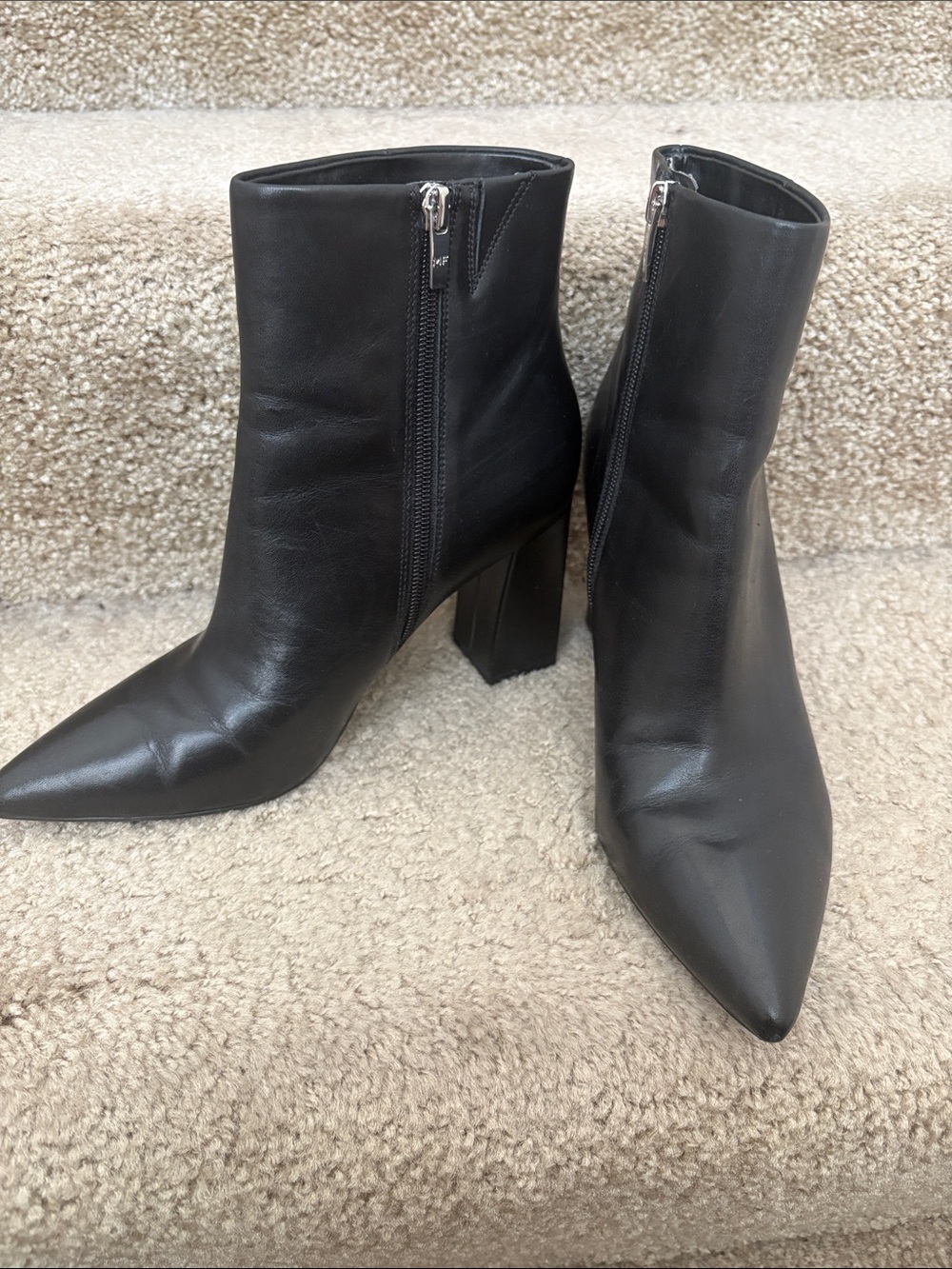 Marc Fisher Black Pointed-Toe Leather Ankle Bootie - Picture 2 of 7